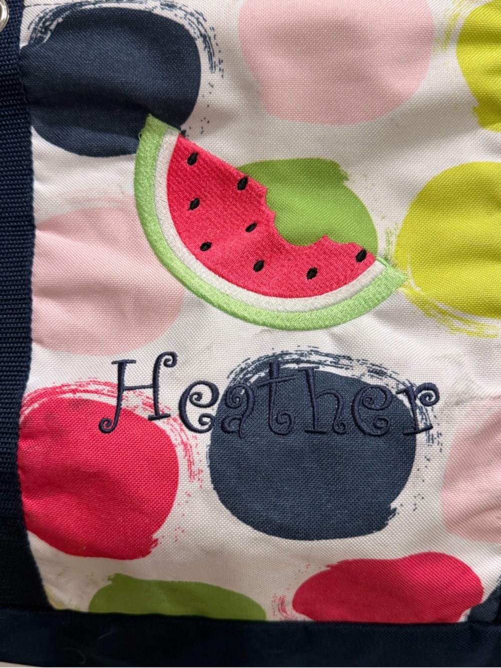 Thirty One 31 Bag Large Canvas Polka Dot Watermelon Heather Utility Tote Bag - Picture 6 of 12